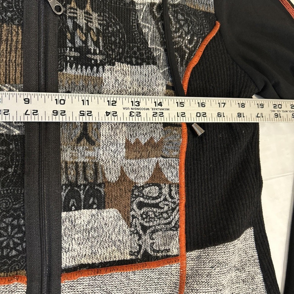 Bali Full Zip Jacket Women 1X Black Patchwork Mixed Media Ribbed Canada - Picture 7 of 8